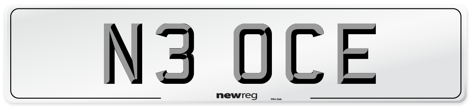 N3 OCE Number Plate from New Reg